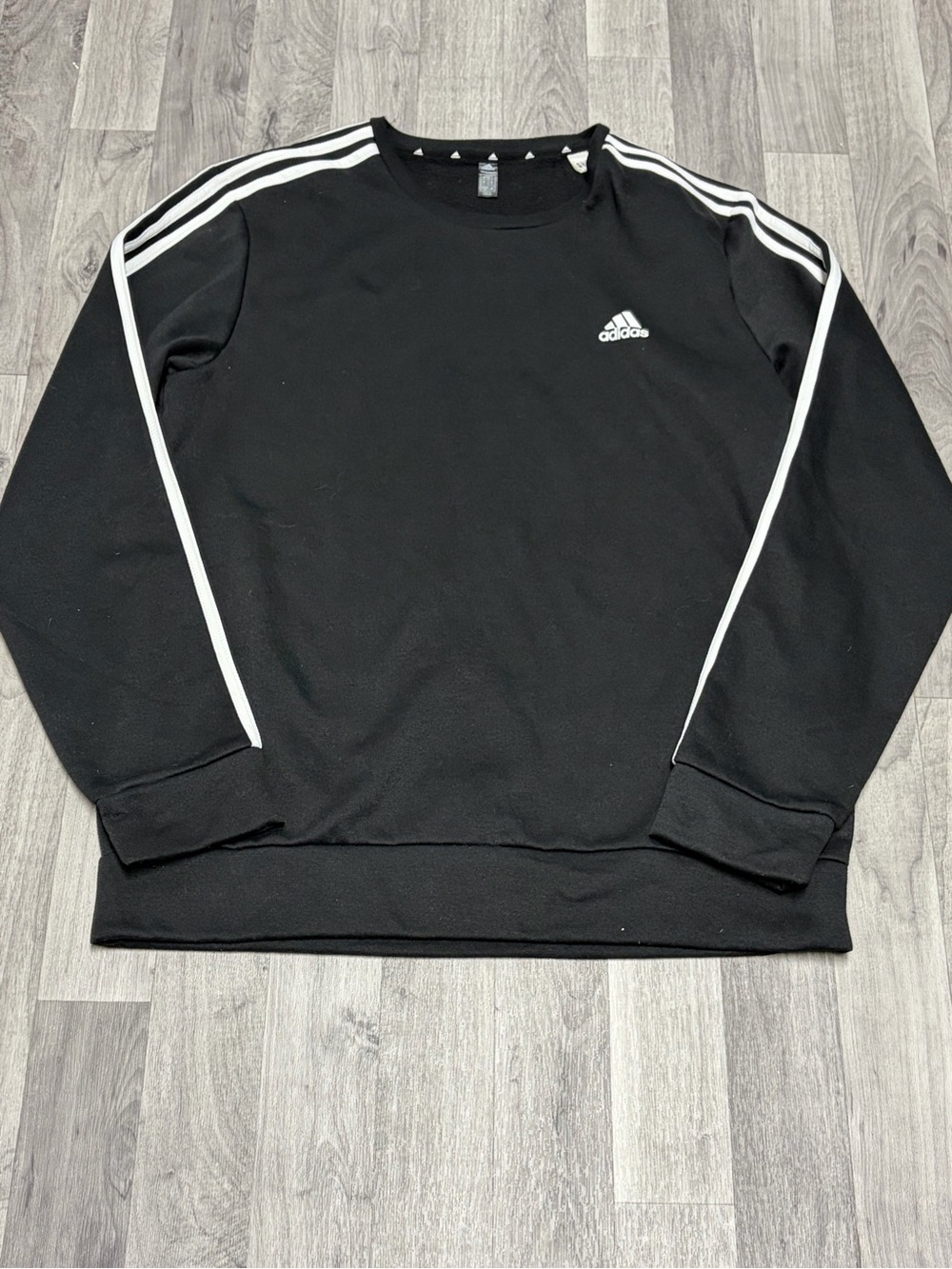 adidas Black Crewneck Sweatshirt with White Stripes